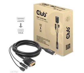CLUB3D CAC-1712 kabel HDMI na VGA M/M černá 2m / FHD / 3.5mm jack / Micro USB 