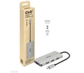 CLUB3D CSV-1547 USB-C hub stříbrná / 4x USB-A / 10Gbps 