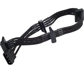 SilverStone kabel 4-pin Molex > 4x SATA rozšíření 30cm černá / individuálně pletená vlákna