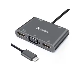 Sandberg 136-35 Dokovací stanice / 2xHDMI / 1xVGA / USB+PD