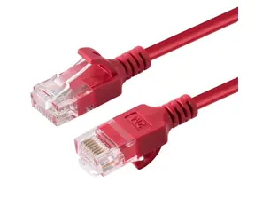 MicroConnect CAT6a U/UTP SLIM 0.25m červená / LSZH