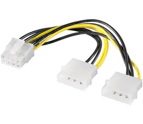 MicroConnect Interní napájecí kabel 2x 5.25 konektor (Molex 3pin) - PCIe 8pin