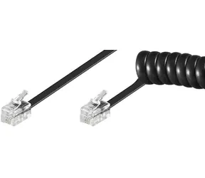 MicroConnect Modulární kabel spirálový RJ10 (M) - RJ10 (M) 2m černá