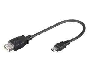 MicroConnect kabel USB2.0 A (F) - miniUSB B (M) 0.2m černá / 480Mbit/s