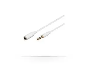 MicroConnect Slim audio kabel 4-pin Jack 3.5mm (M) - Jack 3.5mm (F) 1m bílá