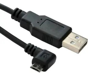 MicroConnect kabel USB2.0 A (M) - microUSB B (M) zahnutý 90° 3m černá / 480Mbit/s