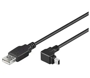 MicroConnect kabel USB2.0 A (M) - miniUSB B (M) zahnutý 90° 2m černá / 480Mbit/s