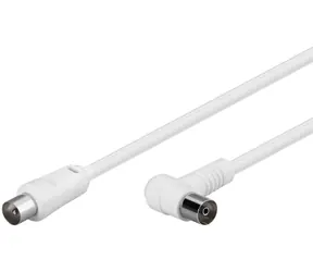 MicroConnect koaxiální kabel M-F zahnutý 90° 75 Ohm 1.5m bílá 
