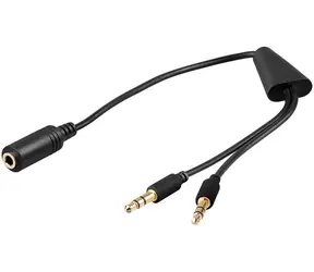 MicroConnect Audio kabel stereo mini jack 3.5mm (F) - 2x 3.5mm mini jack (M) 0.4m černá