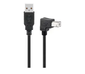 MicroConnect kabel USB2.0 A (M) - USB2.0 B 90° úhel (M) 2m černá / 480Mbit/s