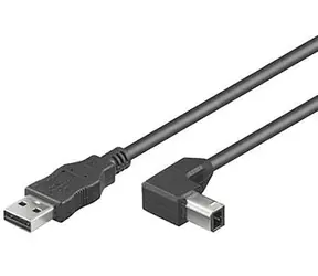 MicroConnect kabel USB2.0 A (M) - USB2.0 B 90° úhel (M) 3m černá / 480Mbit/s