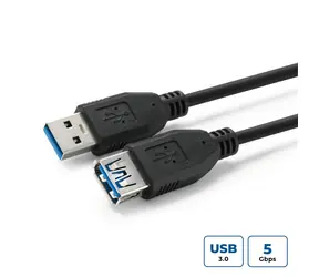 MicroConnect kabel USB3.0 A (M) - USB3.0 A (F) 2m černá / 5000Mbit/s