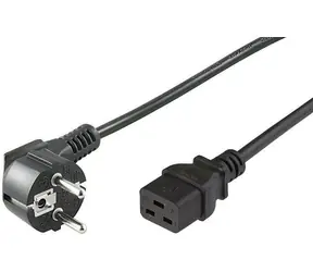 MicroConnect Síťový napájecí kabel Schuko 90° úhel - C19 1m černá
