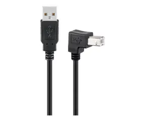 MicroConnect kabel USB2.0 A (M) - USB2.0 B 90° úhel (M) 1.8m černá / 480Mbit/s