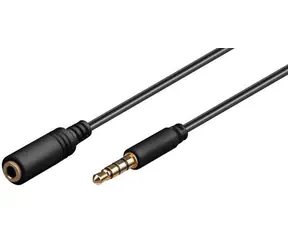 MicroConnect prodlužovací kabel 4-pin Jack 3.5mm (M) - Jack 3.5mm (F) 5m černá
