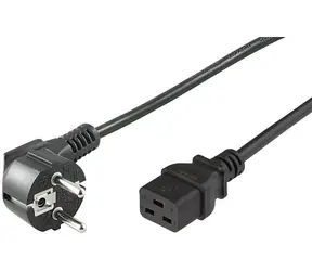 MicroConnect Síťový napájecí kabel Schuko 90° úhel - C19 2m černá