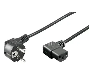 MicroConnect Síťový napájecí kabel Schuko 90° úhel - C13 90° úhel 3m černá