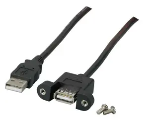 MicroConnect kabel s montážními konektory USB2.0 A (M) - USB2.0 A (F) 2m černá / 480Mbit/s