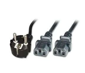 MicroConnect Síťový napájecí kabel Schuko 90° úhel - 2x C13 3m černá