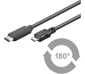 MicroConnect kabel USB C (M) - microUSB2.0 B (M) 1m černá / 480Mbit/s