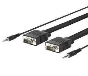 MicroConnect Kabel Full HD SVGA HD15 s Jack konektory 5m černá / Full HD (1920x1080) @ 60Hz / 3.5mm Jack
