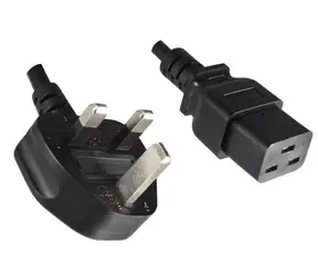 MicroConnect Power Cord UK Typ G 90° úhel - C19 1.8m černá / Anglická koncovka