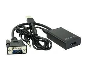 MicroConnect Converter s USB a audio jackem VGA (M) - HDMI (F) černá