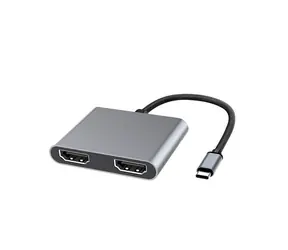 MicroConnect adaptér USB-C (M) - 2x HDMI (F) 0.15m šedá 