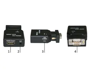 MicroConnect Converter mini VGA (M) - HDMI (F) s mini jackem a USB nabíjením černá