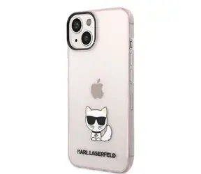 Karl Lagerfeld Choupette Logo Zadní Kryt pro Apple iPhone 14 Plus růžová