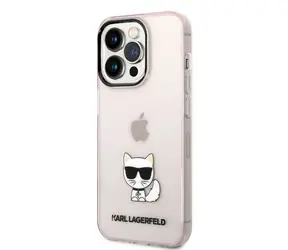 Karl Lagerfeld Choupette Logo Zadní Kryt pro Apple iPhone 14 Pro růžová