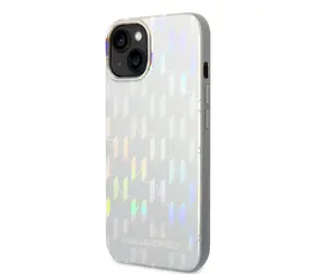 Karl Lagerfeld Iridescent Monogram Zadní Kryt pro Apple iPhone 14 Plus stříbrná / doprodej