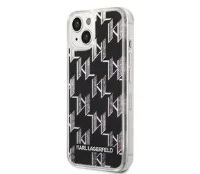 Karl Lagerfeld Monogram Liquid Glitter Zadní Kryt pro Apple iPhone 14 Plus černá
