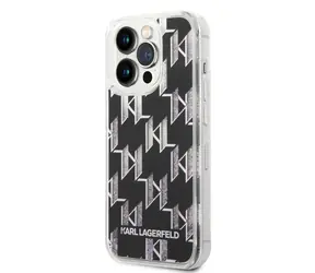 Karl Lagerfeld Monogram Liquid Glitter Zadní Kryt pro Apple iPhone 14 Pro černá