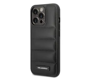 Karl Lagerfeld Quilted Puffy Metal Logo Zadní Kryt pro Apple iPhone 14 Pro Max černá