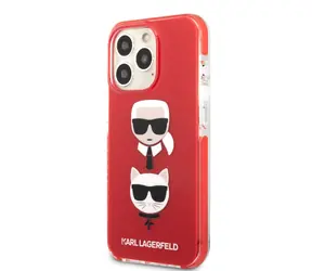 Karl Lagerfeld TPE Karl and Choupette Heads Kryt pro Apple iPhone 13 Pro červená