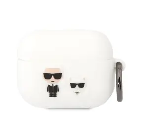 Karl Lagerfeld and Choupette Silikonové Pouzdro pro Apple Airpods Pro bílá