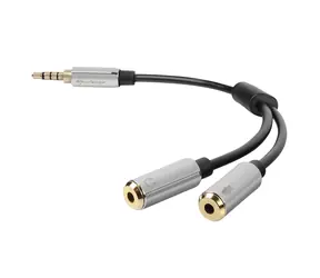 Sharkoon PMP35 černá / redukce / 2x 3.5mm jack 3-pin / 1x 3.5mm jack 4-pin