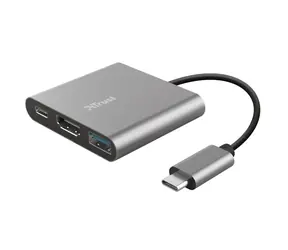 TRUST DALYX 3v1 stříbrná / 3v1 adapter / USB-C F & HDMI F & USB-A F / USB-C M 