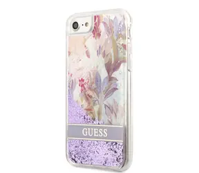 GUESS Liquid Glitter Flower Zadní Kryt pro Apple iPhone 7 & 8 & SE2020 & SE2022 fialová