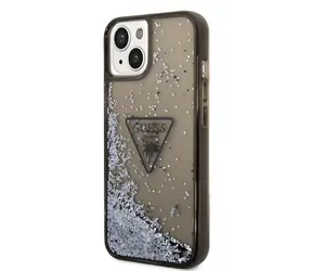 GUESS PC/TPU Liquid Glitter Triangle Logo Zadní Kryt pro Apple iPhone 14 Plus černá