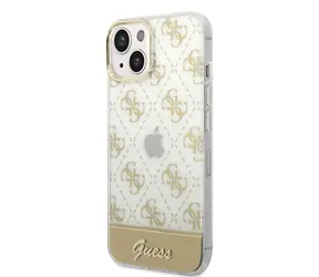 GUESS PC/TPU Peony Glitter Script Logo Zadní kryt pro Apple iPhone 14 Plus zlatá