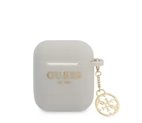 GUESS 4G Charms Silikonové Pouzdro pro Apple Airpods 1 & 2 šedá