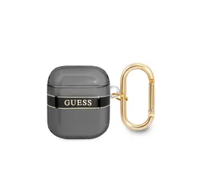 GUESS TPU Printed Stripe Pouzdro pro Apple Airpods 1 & 2 černá
