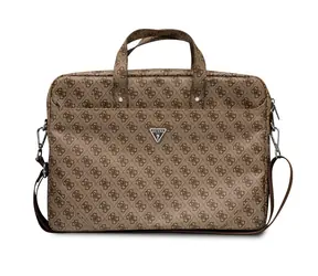GUESS 4G PU Triangle Logo Computer Bag 15 & 16" hnědá