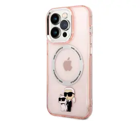 Karl Lagerfeld MagSafe Kompatibilní Kryt IML Karl and Choupette NFT pro Apple iPhone 14 Pro růžová