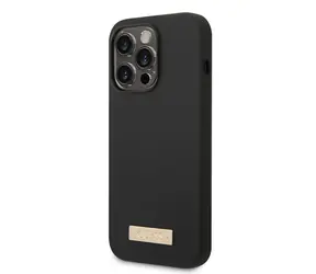 GUESS Silicone Metal Logo MagSafe Kompatibilní Zadní Kryt pro Apple iPhone 14 Pro Max černá