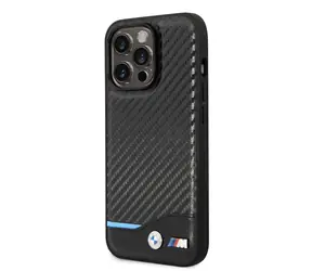 BMW M PU Carbon Blue Line Zadní Kryt pro Apple iPhone 14 Pro černá