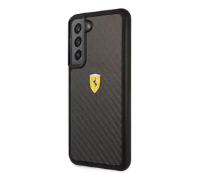 Ferrari Real Carbon Zadní Kryt pro Samsung Galaxy S22+ černá