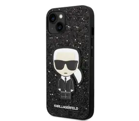 Karl Lagerfeld Glitter Flakes Ikonik Zadní Kryt pro Apple iPhone 14 Plus černá